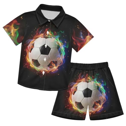 Image of 3T Toddler Boy Shorts Set Teal Hawaiian Button Down Shirts Summer Outfits for Little Boy