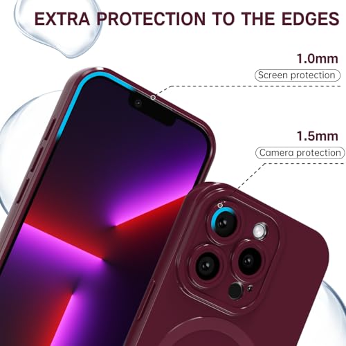 Coque silicone iPhone 13 Pro compatible Magsafe bordeaux - 5