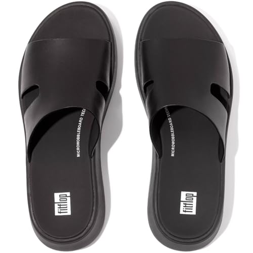 FitFlop Women's F-Mode Raw-Edge Leather Flatform H-bar Slides Wedge Sandal4