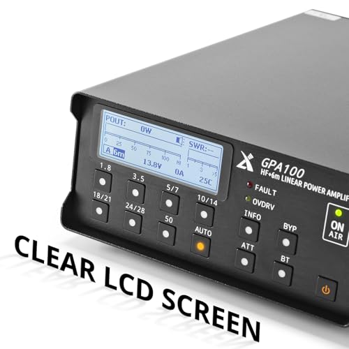 Xiegu GPA100 100W HF/6 m Solid-State-Linearverstärker für QRP-Funkgeräte, 7-Band-HF-Verstärker mit automatischer/manueller Bandumschaltung für G90/X6100/X6200, Bluetooth-Bandsteuerung für IC-705