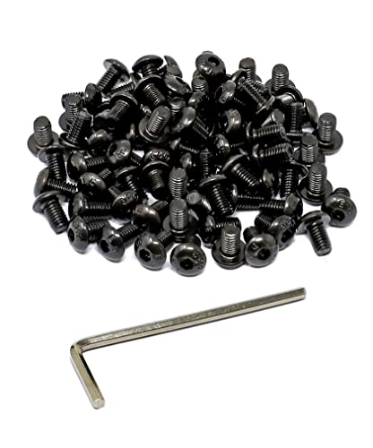 iexcell 100 Pcs M5 x 8mm Thread Pitch 0.8 mm Alloy Steel 10.9 Grade Hex Socket Button Head Cap Screws Bolts Kit, Black Oxide Finish