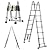 Aluminum Telescoping Ladder 16.5FT A-Frame Extension Ladder 2-in-1 Multi-Purpose Compact Ladder with Safety Spring Loaded Locking Stabilizer Bar EN131 Safe Standard for Maintenance Cleaning Painting