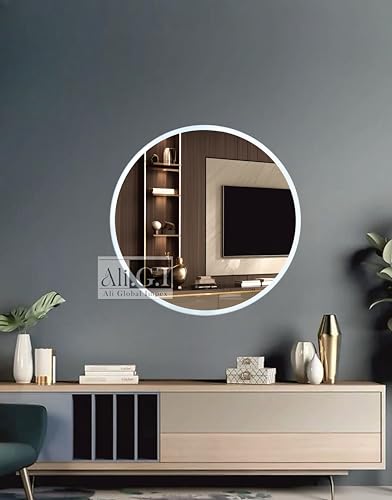 Image of Ali.G.I - Vanity Round Wall Mirror with Bright White Frame in 24 Inch / / Elegant Mirror for Bathroom, Bedroom, Living Room, Office, Entryways, Hotel, Restaurant (White, 24 Inch)