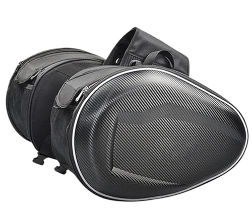 EGUIAS Alforjas Laterales para Bolsa Impermeable para sillín de Motocicleta/Bolsas de Viaje para Montar en el Lateral del Casco de Motocicleta + Funda para Lluvia, un par(PU Material)