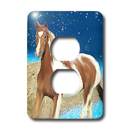 Caballo de pintura cubierta de interruptor de 2 enchufes rustica 3dRose lsp_4588_6 para pared 3