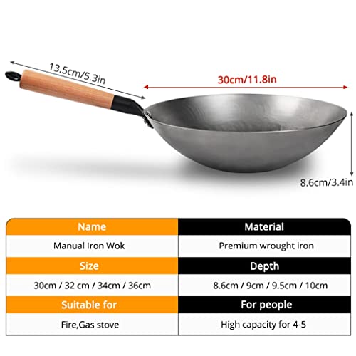 Wok de hierro sin recubrimiento artesanal para cocina a gas miniatura 3