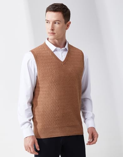 Men's V-Neck Sleeveless Pullover Sweater Casual Argyle Sweater Vest4