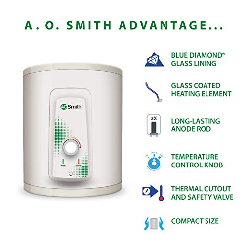 Image of AO Smith HSE-VAS-X-015 Storage 15 Litre Vertical Water Heater (Geyser) White 5 Star & AO Smith Z8 Green RO 10 Litre Wall Mountable, Table Top RO+SCMT Black 10Litre Water Purifier