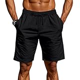 Mens Golf Shorts Drawstring Fashion Cargo Casual Gym Summer Beach Elastic Waist Workout Business Sweatpant with Pockets Black L