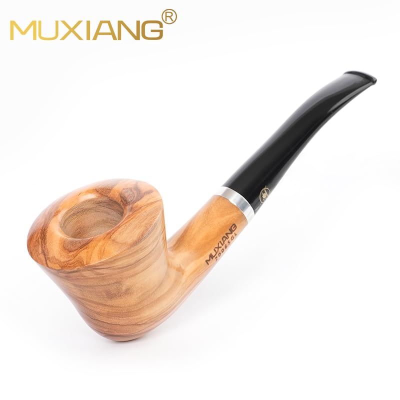 MUXIANG Handgefertigte Tabakpfeife aus Olivenholz, einzigartige Holzröhren, AB0006