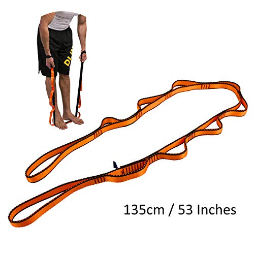 Geelife Daisy Chain Rope 2 pcs Looped Strong Straps 23 kN Climbing Lanyard Nylon Daisy Chains Multi Loop Aerial Yoga Webbing Sling 53 Inches (Orange)