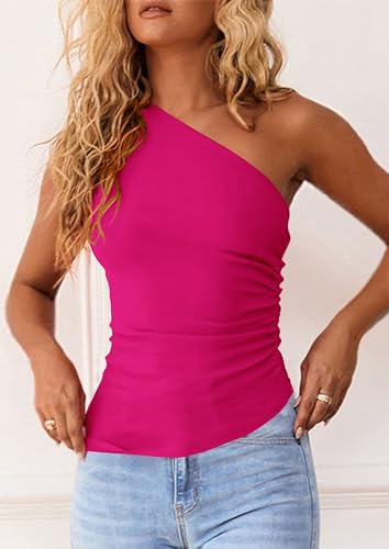 Image of PRETTYGARDEN One Shoulder Summer Tops for Women