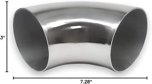 Miniatura 7 de Tubo de codo de escape OD de 3 pulgadas y 90 grados (codo de curva de mandril) SS304 de acero inoxidable apto para codo de escape modificado de