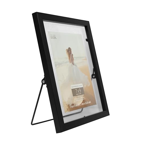 Studio Decor 7\" x 9\" Expressions Black Float Picture Frame - Fold-out Easel Included, Horizontal or Vertical Display - 1 Pack