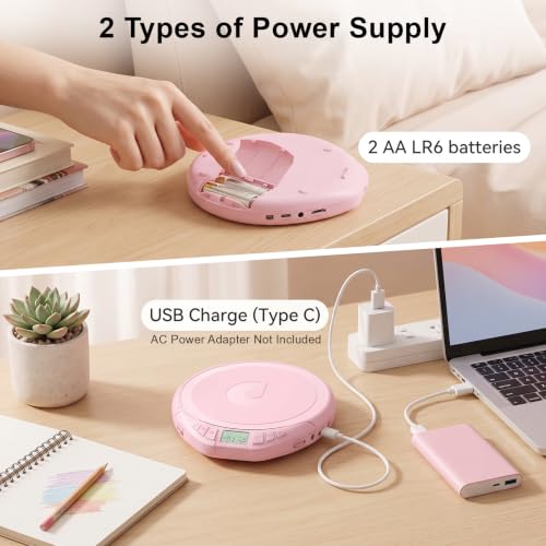 Image of Gueray CD Player Portable with Earphones, CD Discman AUX Cable for Car Home