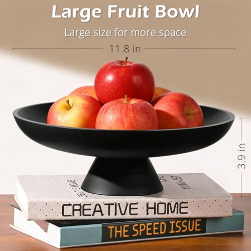 Large Fruit Bowl for Kitchen Counter, Concrete Decorative Bowls for Home Decor, Modern Key Bowl for Entryway Table (Black) - Image 3