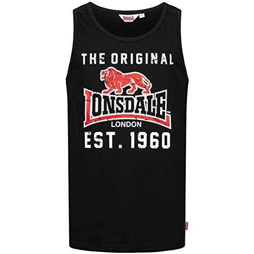 Lonsdale London Leece - Camiseta de Tirantes para Hombre, Color Negro
