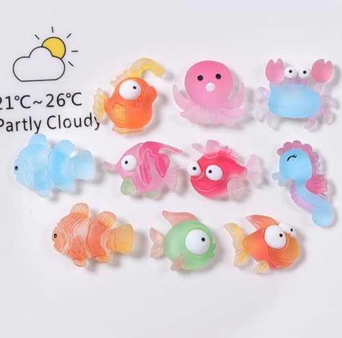 Image of 53pcs Mini Ocean Resin Animals Tiny Sea Animals Figurines Colorful Aquarium Ornaments Decorations for Fish Tank Potted Micro Fairy Garden(MiniAnimals-Ocean-53Pcs)