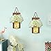 Anpro Rustic Wall Sconces - Mason Jars Sconce, Rustic Home Decor,Wrought Iron Hooks, Silk Hydrangea and LED Strip Lights Design 6 Hour Timer Home Decoration (Set of 2) (Yellow)