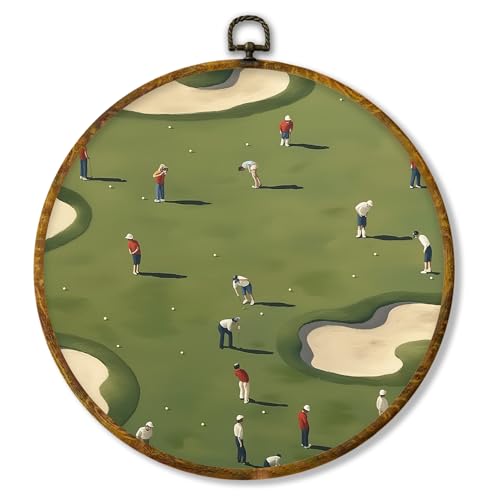 Hiuwevt Vintage Golf Sports Round Wall Art Decor, Golfers Gifts