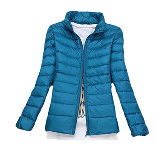 Doudoune fine femme ultralégère compressible pour l'extérieur bleu lac