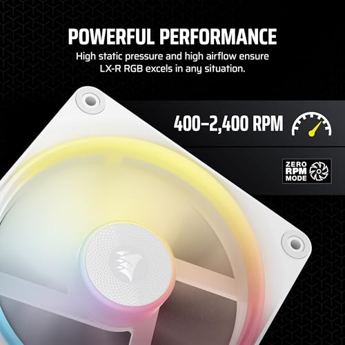 Image of CORSAIR iCUE Link LX120-R RGB 120mm PWM Reverse Fans - Triple Fan Kit - Low-Noise, CORSAIR Magnetic Dome Bearing, Dual Light Loops, CORSAIR QuikTurn Screws, Zero RPM Mode - White