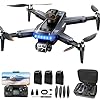 HYTOBP GPS Drone avec caméra 4K pour adultes, P17 Drone professionnel avec moteur sans balais, 3 batteries, transmission Wi-Fi 5G, drones FPV RC avec 3 caméras, Follow me, moins de 249 g