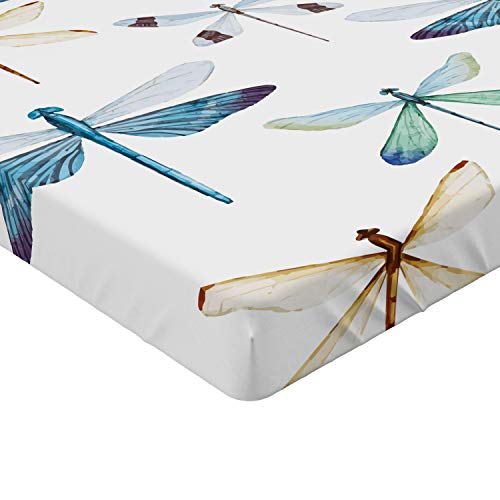 Ambesonne BS_18365_KING Dragonfly Fitted Sheet, Group Of Regularly Dragonfly Pattern Short Lives Composition Of Bugs, Bed Cover thumb #2