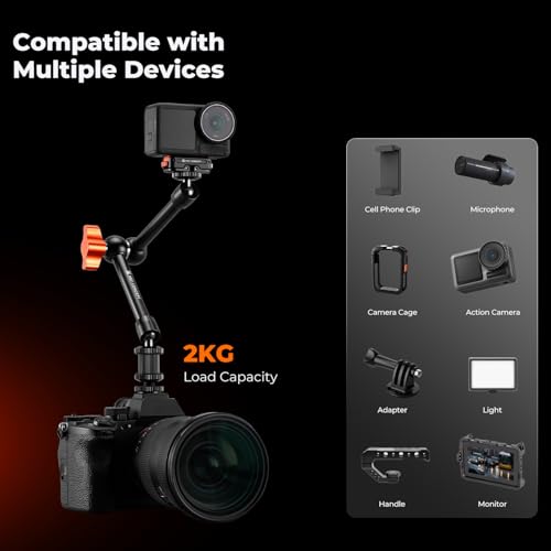 Image of K&F CONCEPT 9.8 inch Magic Arm Clamp with Cold Shoes 360 Ball Heads Camera Arm Mount for Monitor /Flash /Microphone /DSLR Camera