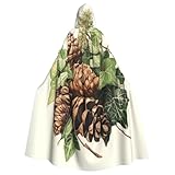 Gjieliness Watercolor Pinecones Evergreen Boughs Halloween Cloak Witch Hooded Rob Christmas Cosplay Party Costume