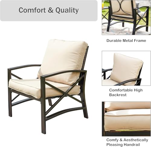 Image of LOKATSE Home Patio Outdoor Rocking Chair Bistro Sets with Coffee Table, Patio Chair