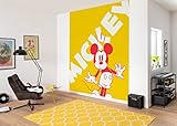 Komar Vlies Fototapete - Vlies Fototapete Mickey Contrast - Größe 200 x 250 cm (Breite x Höhe) - Disney, Kinderzimmer, Kindertapete, Tapete