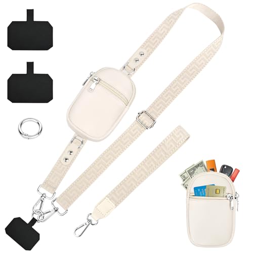 KTUEOV Cuerda para Movil, Universal Cordón para Movil con Bolsillo Cinta para Colgar Móvil Ajustable Cordon Moviles Cuello Correa para Movil para Mujeres Multifuncional para Todos los Smartphones