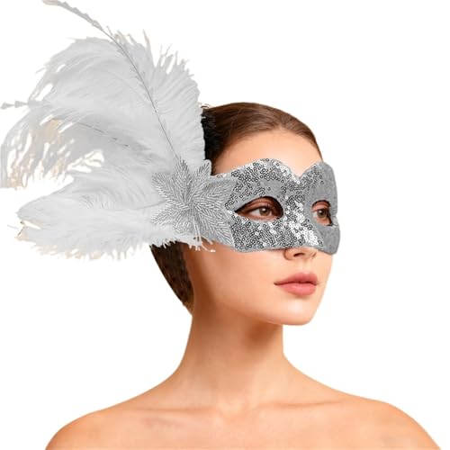 Masque de fête en plumes idéal pour un mariage thématique ou un défilé chic