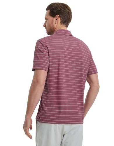 M MAELREG Mens Striped Golf Shirts Short Sleeve Silk-Like Touch Water-Resistant Breathable Soft Collared Polo Shirts for Men4