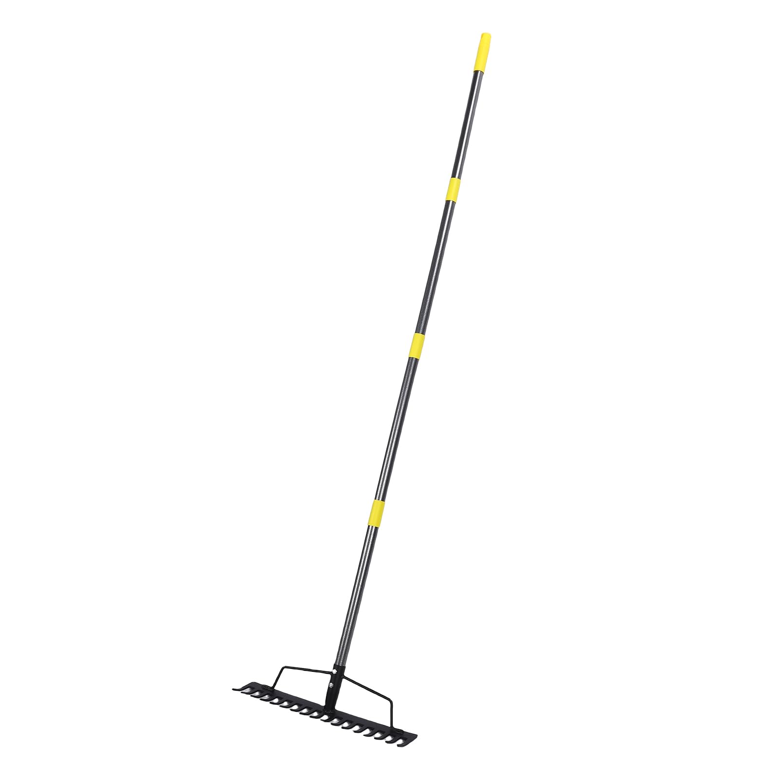 Spaten, Metallwerkzeug zum Ebnen und Entfernen von Rasenfilz, 165 cm Verstellbarer Griff für Garten und Camping, Gartenrechen mit 16 Zinken