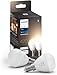 Philips Hue White E14 Luster 2x470lm, dimmbar, warmweißes Licht, steuerbar via App, kompatibel mit Amazon Alexa (Echo, Echo Dot), 2er Pack