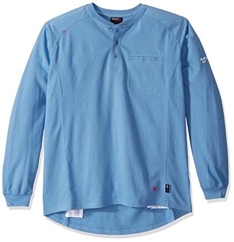 Ariat Men's Big and Tall Flame Resistant Air Henley Shirt, Steel Blue, XXXL R