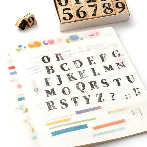 38 Stück Buchstaben Stempel Set, Buchstaben Holz, Zahlen und Symbole, Vintage Hölzerne Stempel für Handwerk