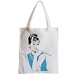 borsa audrey hepburn prezzo Stampa HD inalterabile Tote bag - Borsa Shopping Illustration Actrice Audrey Hepburn Star Hollywood, colore: Blu