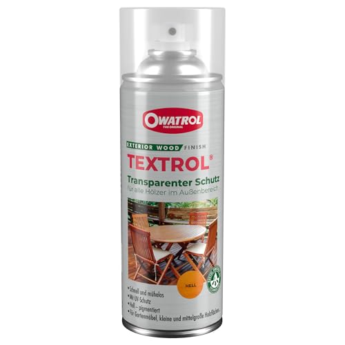 OWATROL Textrol Holzschutz-Spray, Naturöl, UV-Schutz, für alle Hölzer, für Gartenmöbel, Schindeln, Fensterläden (hell)
