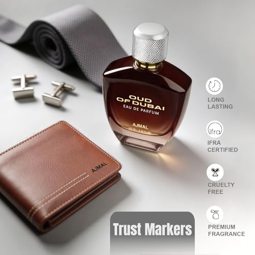 Image of Ajmal | Intense Iconic Perfume Gift Set for Men | Oud of Dubai Perfume 100 ml + Wallet | Premium Eau De Parfum | Long Lasting Fragrance for Men | Luxury Gift Set for Men, Gift for Father, Gift for Husband
