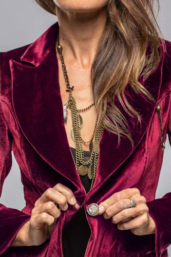 Women's Vintage Velvet Blazer Suit One Button V-Neck Slim Coat Retro Casual Dressy Tops3