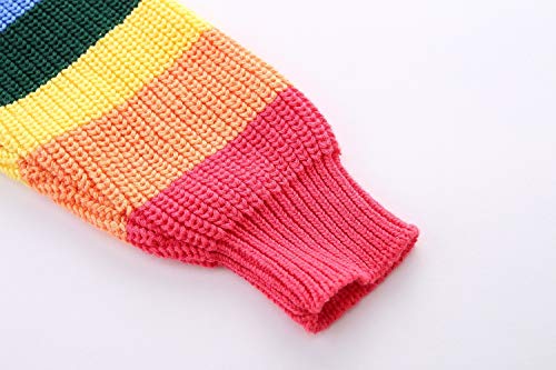 Mud Kingdom Little Girls Sweater Cotton Pullover Cute Rainbow Stripe 5T #TOP7