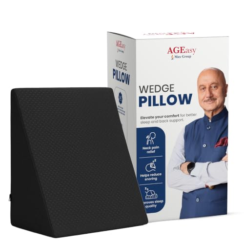 Image of AGEasy (Max Group Wedge Pillow | 100% Memory Foam Orthopedic | Triangular Cushion for Leg Elevation, Back Support, Acid Reflux, Snoring | Improves Comfort & Posture (Charcoal Grey)