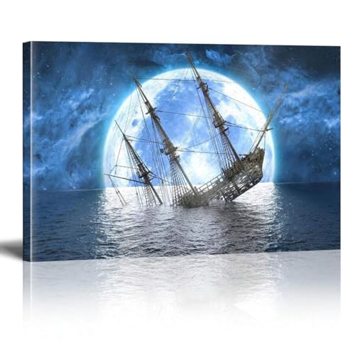 Impressions sur toile de naufrage pleine lune XINBAO pour décoration murale moderne