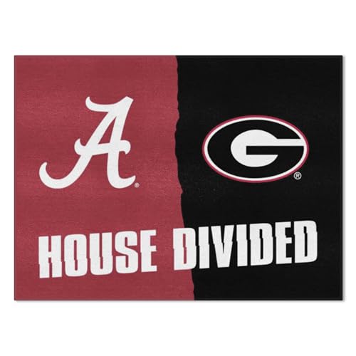 FANMATS House Divided - Alabama / Georgia House Tapete dividido, multicolorido, 85,72 x 108,02 cm