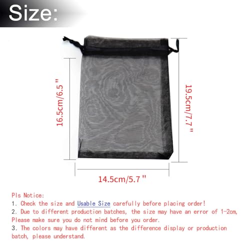 Image of Dealglad 50pcs Drawstring Organza Jewelry Candy Pouch Christmas Wedding Party Favor Gift Bags (6x8 inch, Black)