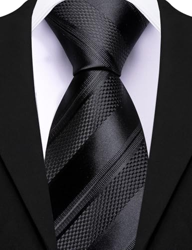 Image of Barry.Wang Mens 6 PCS Ties Silk Striped Paisley Check Floral Necktie Silky Woven Wedding Business Party Ties 3.34 inch