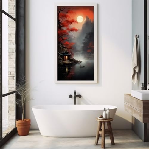Diamond Painting Lune et rivière grand format 55x110 cm broderie diamant kit complet zen